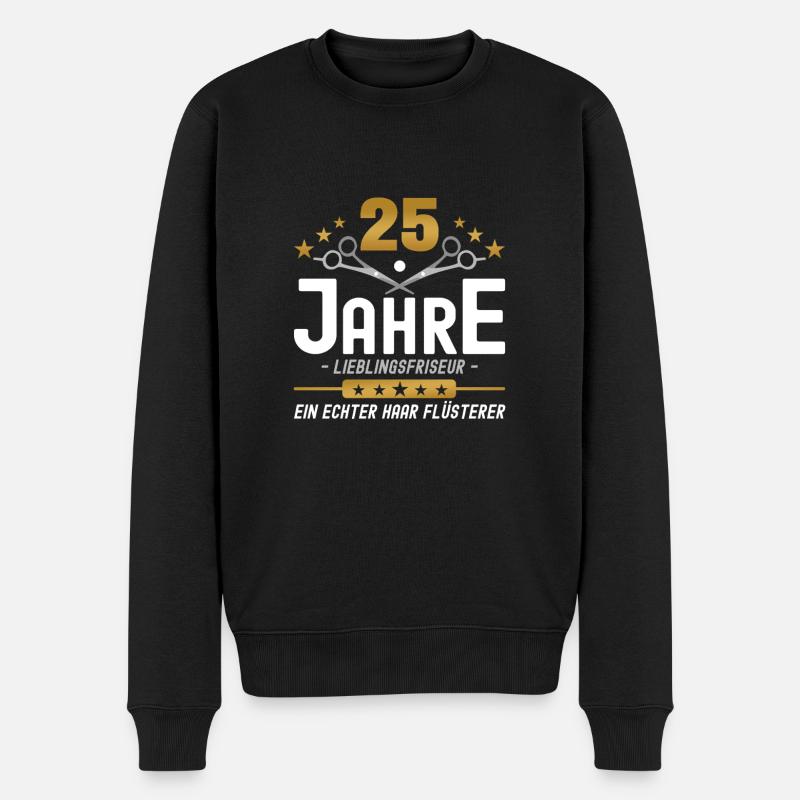 25 Jahre Jubiläum Friseur - Männer Premium Bio Pullover - Schwarz