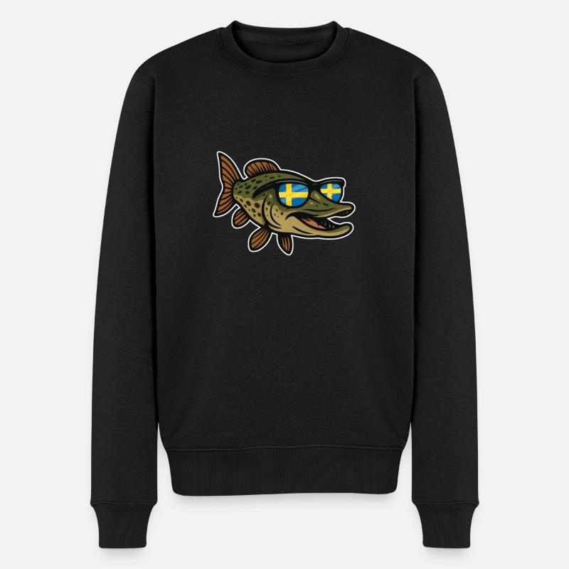 Suède Pêche au brochet - Pull Premium bio Homme - noir