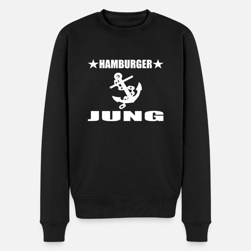 Hamburg - Männer Premium Bio Pullover - Schwarz