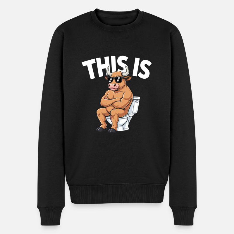Taureau Humour Toilettes Sarcasme - Pull Premium bio Homme - noir