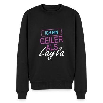 Ich bin geiler als Layla Mallorca Malle - Männer Premium Bio Pullover - Schwarz - Vorne - Nico (187cm)
