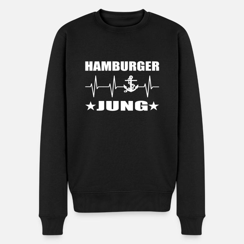 Hamburg - Männer Premium Bio Pullover - Schwarz