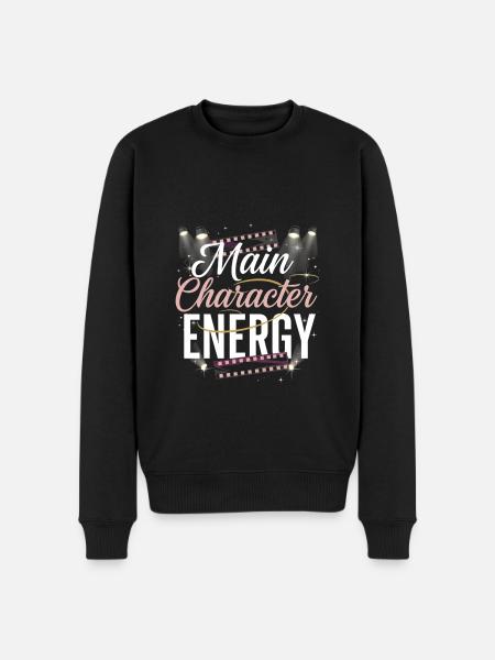 Main character energy - Männer Premium Bio Pullover - Schwarz