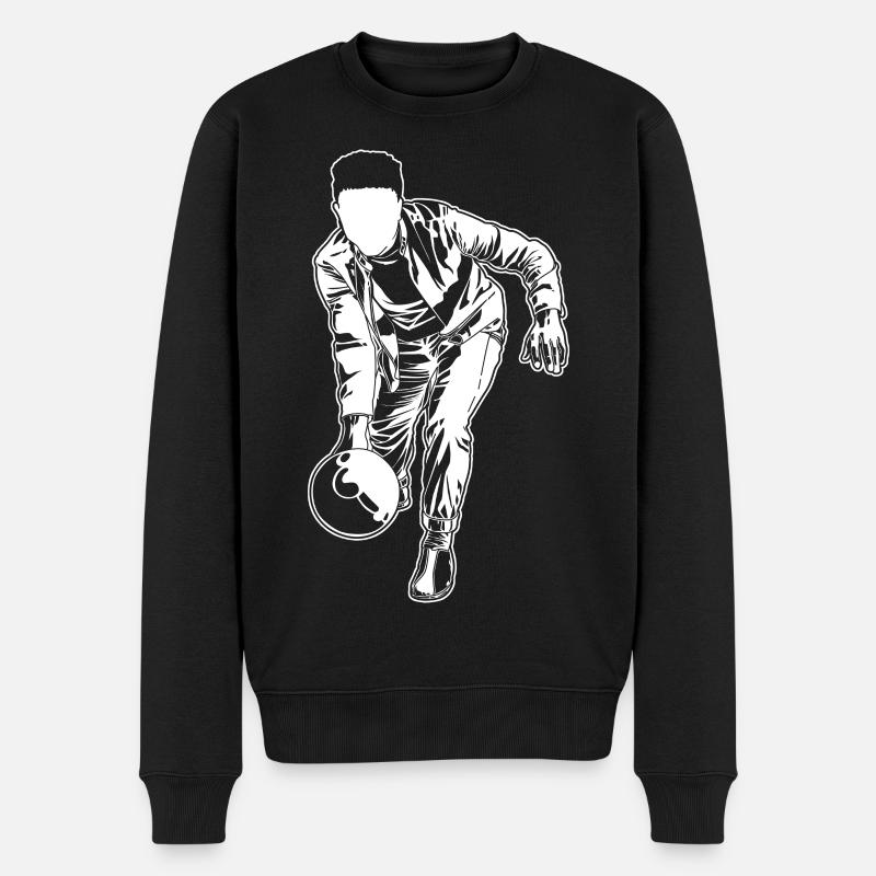 Bowling Zeichnung - Männer Premium Bio Pullover - Schwarz