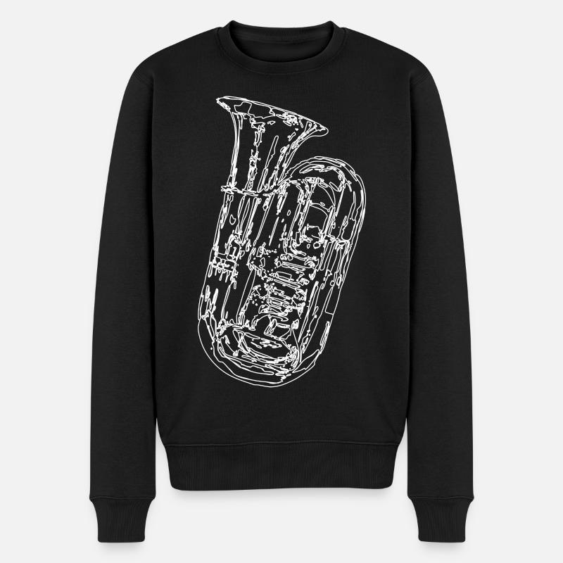 Tuba Instrument Skizze - Männer Premium Bio Pullover - Schwarz