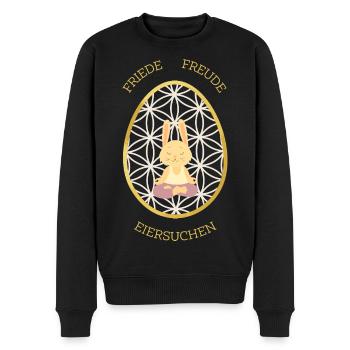 Friede Freude Eiersuchen - Yoga Osterhase - Männer Premium Bio Pullover - Schwarz - Vorne - Nico (187cm)