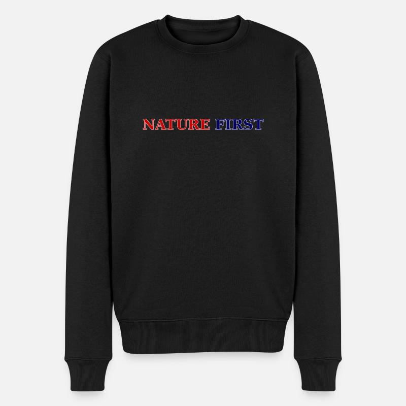 Nature First - Männer Premium Bio Pullover - Schwarz