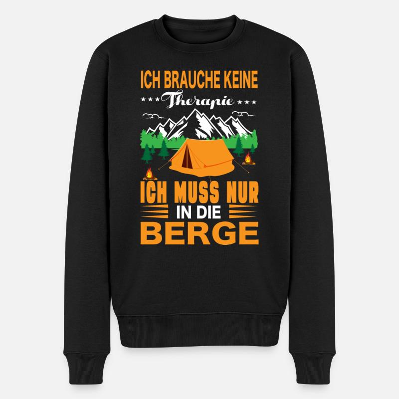 Keine Therapie Berge Geschenk - Männer Premium Bio Pullover - Schwarz