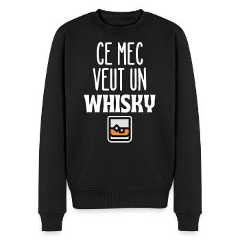 Ce mec veut un whisky - Pull Premium bio Homme - noir - Devant - Nico (187cm)