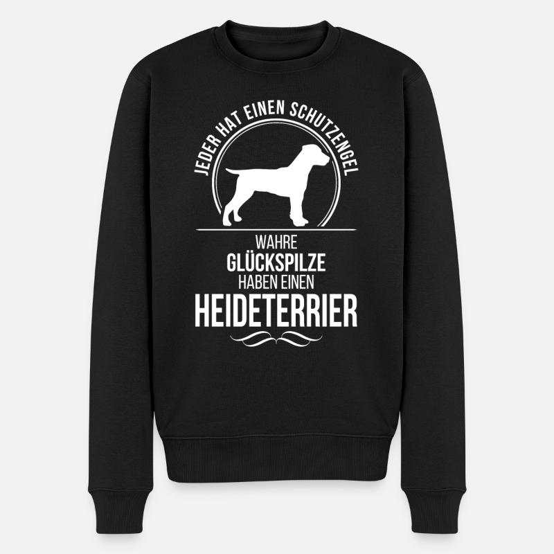HEIDETERRIER Schutzengel Hunde Spruch Wilsigns - Männer Premium Bio Pullover - Schwarz