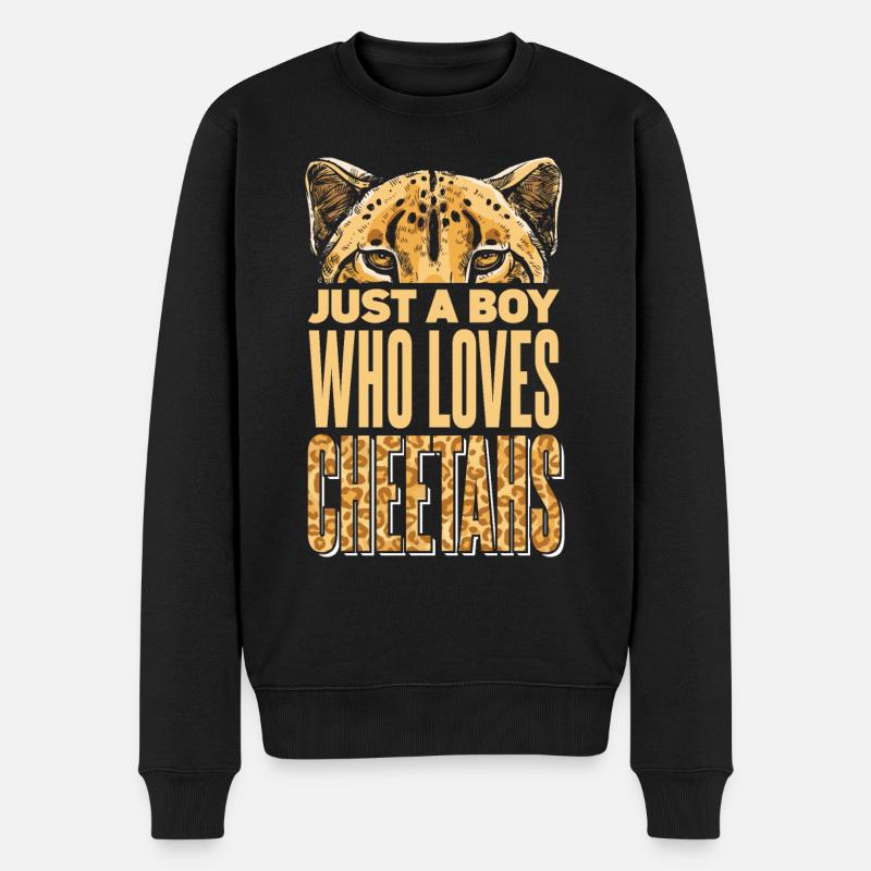 Kinder Leopard Gepard Junge - Männer Premium Bio Pullover - Schwarz
