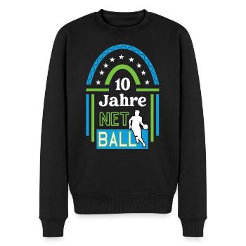 Netball Jubiläum 10 Jahre Trainer Spieler Jubi - Männer Premium Bio Pullover - Schwarz - Vorne - Nico (187cm)