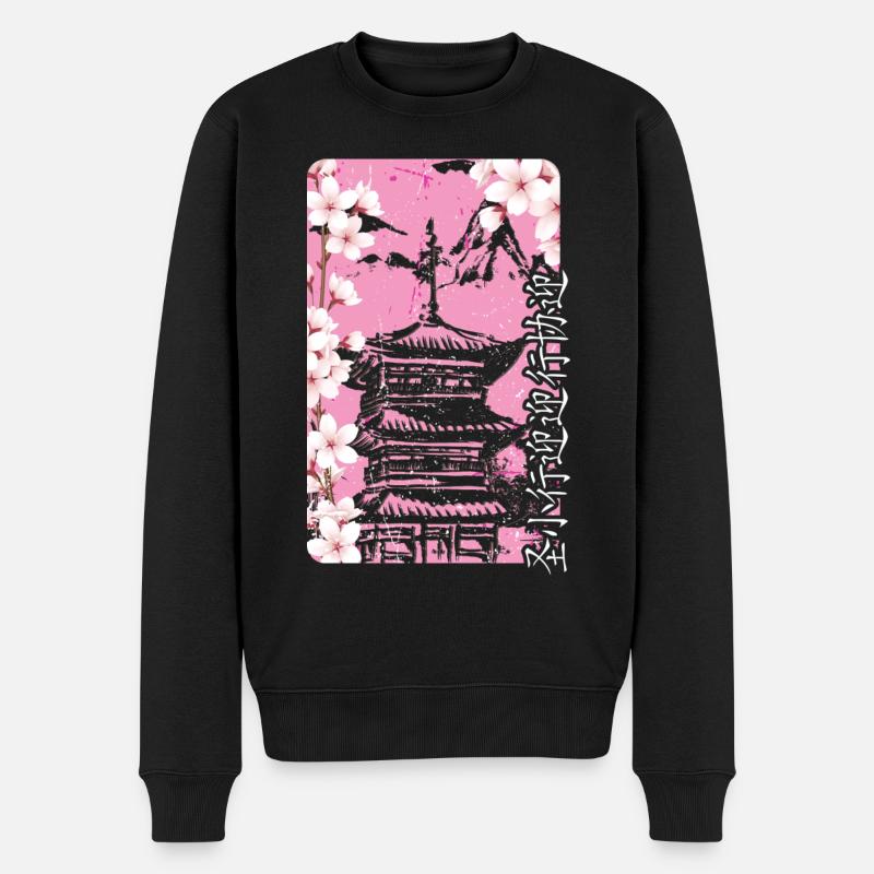 Japon Printemps Sakura - Pull Premium bio Homme - noir