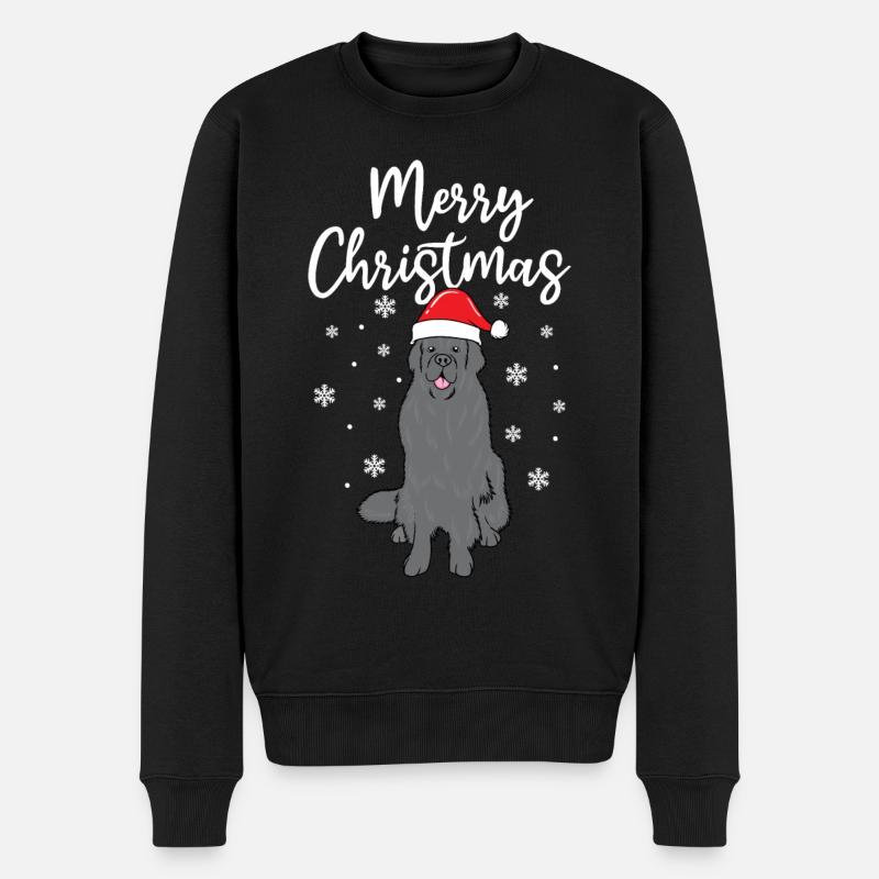 Weihnachten Merry Christmas Hund Neufundländer - Männer Premium Bio Pullover - Schwarz