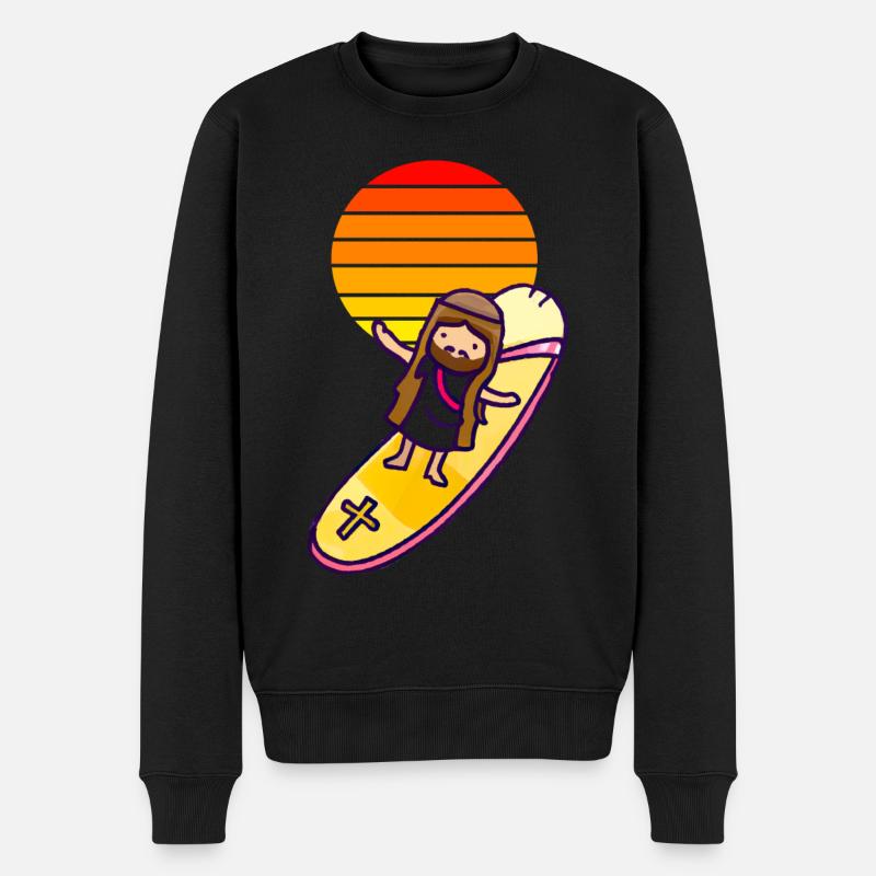 Surfeur chrétien Jésus - Pull Premium bio Homme - noir