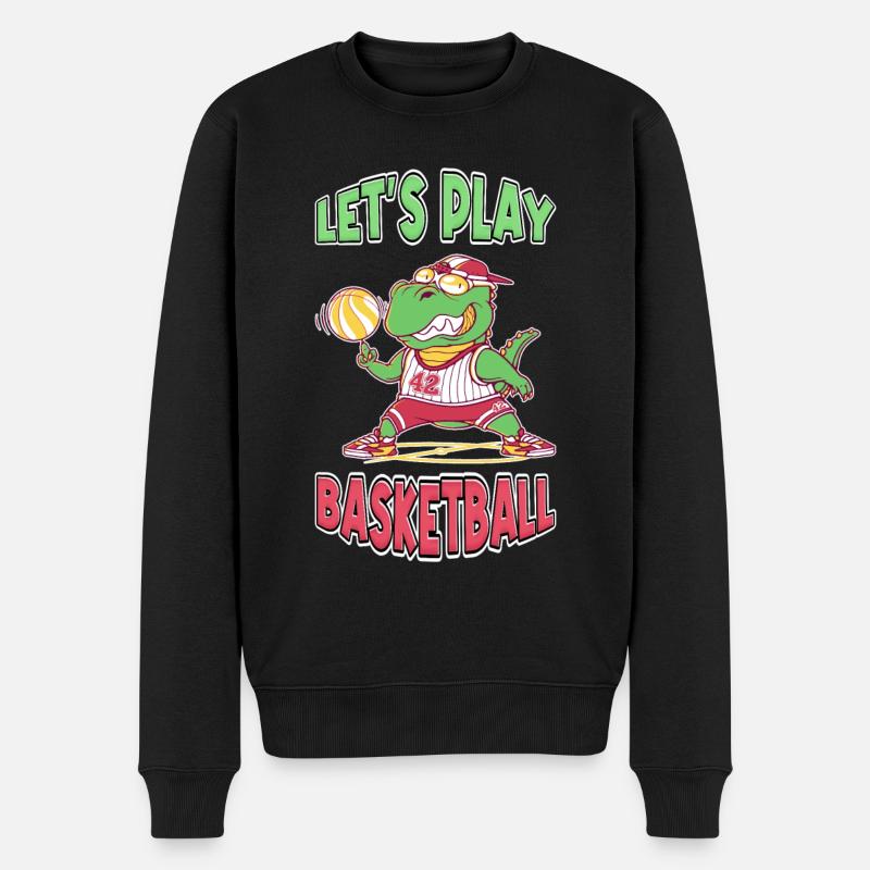 Basketball Dino T-Rex Spieler Sport Comic Cartoon - Männer Premium Bio Pullover - Schwarz