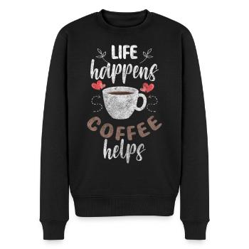 Kaffee Espresso Cappuccino Energie - Männer Premium Bio Pullover - Schwarz - Vorne - Nico (187cm)