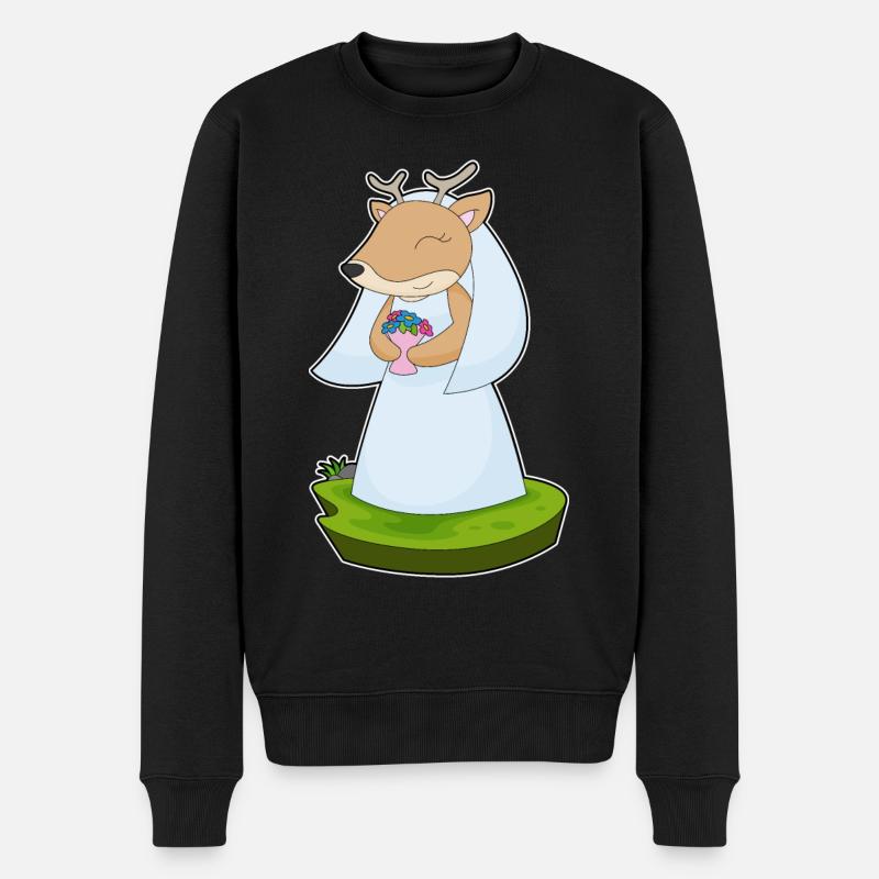 Deer Bride Bouquet Wedding - Men's Premium Organic Jumper - black