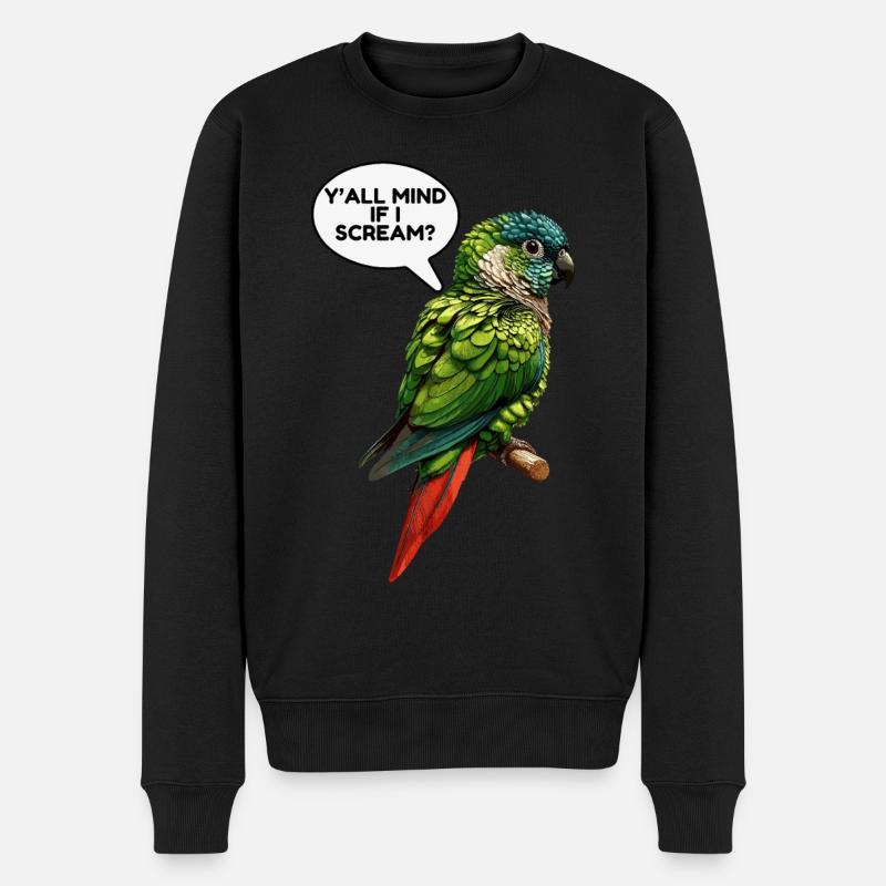 Grünwangiges Conure-Meme - Männer Premium Bio Pullover - Schwarz