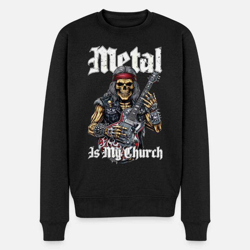 Rocking Metalhead Skeleton avec guitare - Pull Premium bio Homme - noir