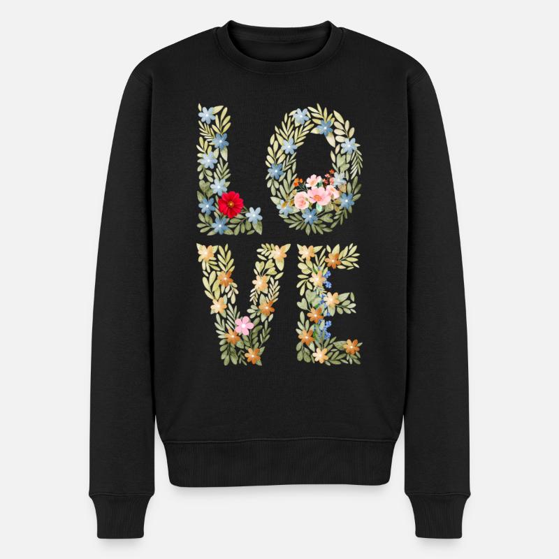 LOVE Floral Letters - Pull Premium bio Homme - noir
