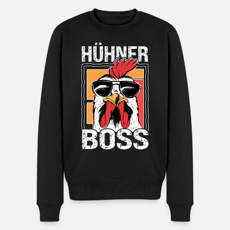 Hühner Boss cooler Hahn für Landwirt oder Bauer - Männer Premium Bio Pullover - Schwarz