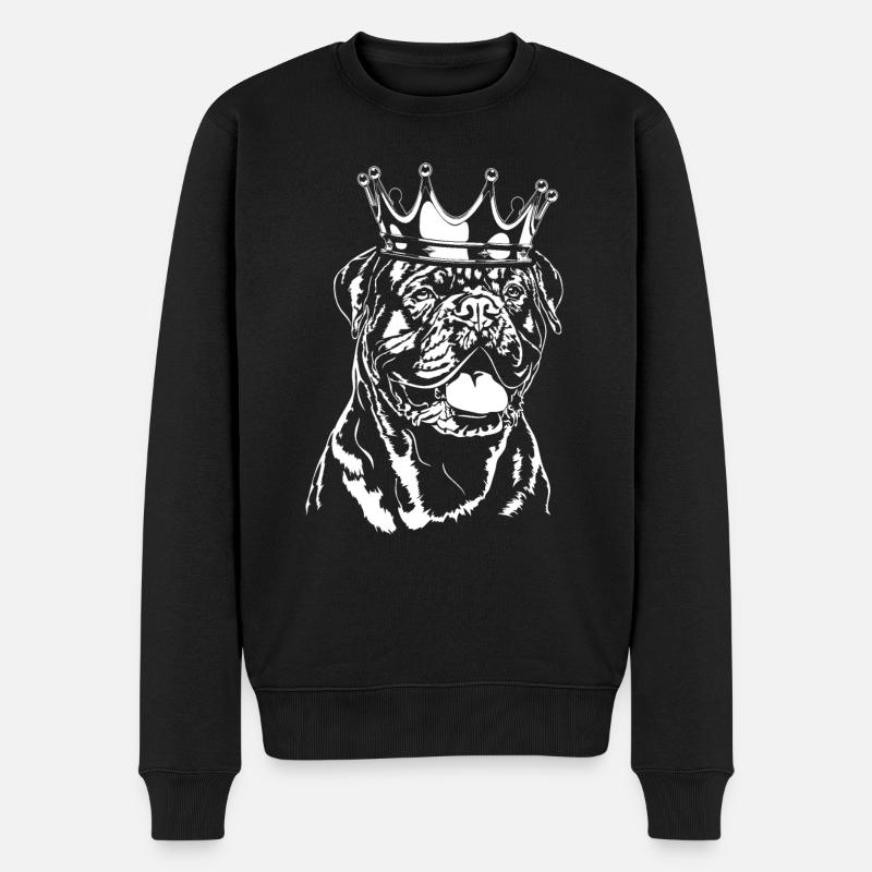 BORDEAUXDOGGE Krone Hunde Hund Wilsigns - Männer Premium Bio Pullover - Schwarz
