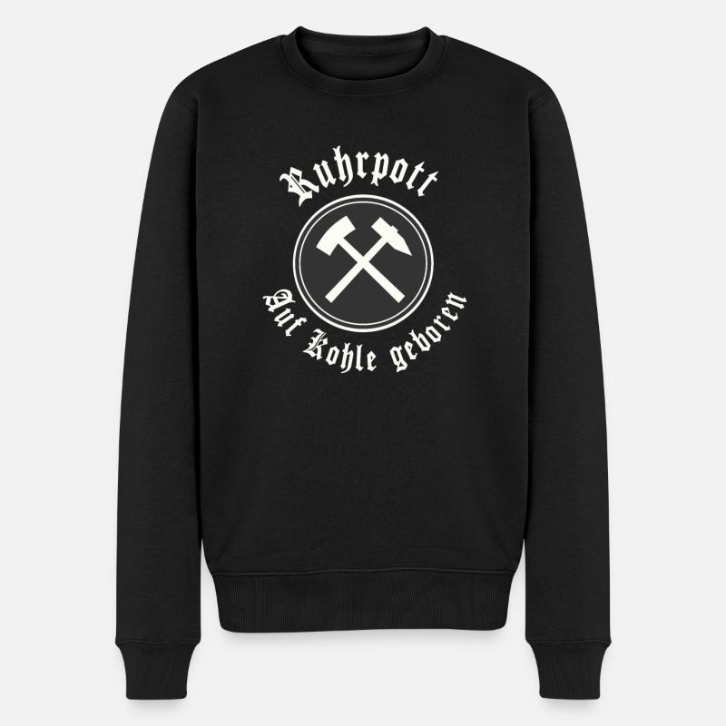 Ruhrpott Auf Kohle geboren - Männer Premium Bio Pullover - Schwarz