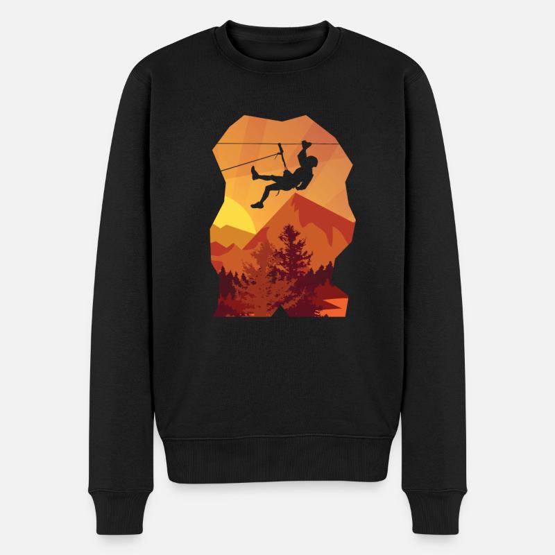 Hängender Kletterer - Männer Premium Bio Pullover - Schwarz