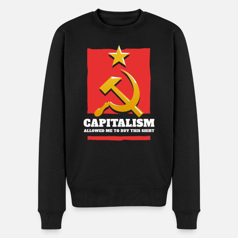 Sowjetischer kommunistischer Hammer & Sichel Logo Kapitalismus - Männer Premium Bio Pullover - Schwarz