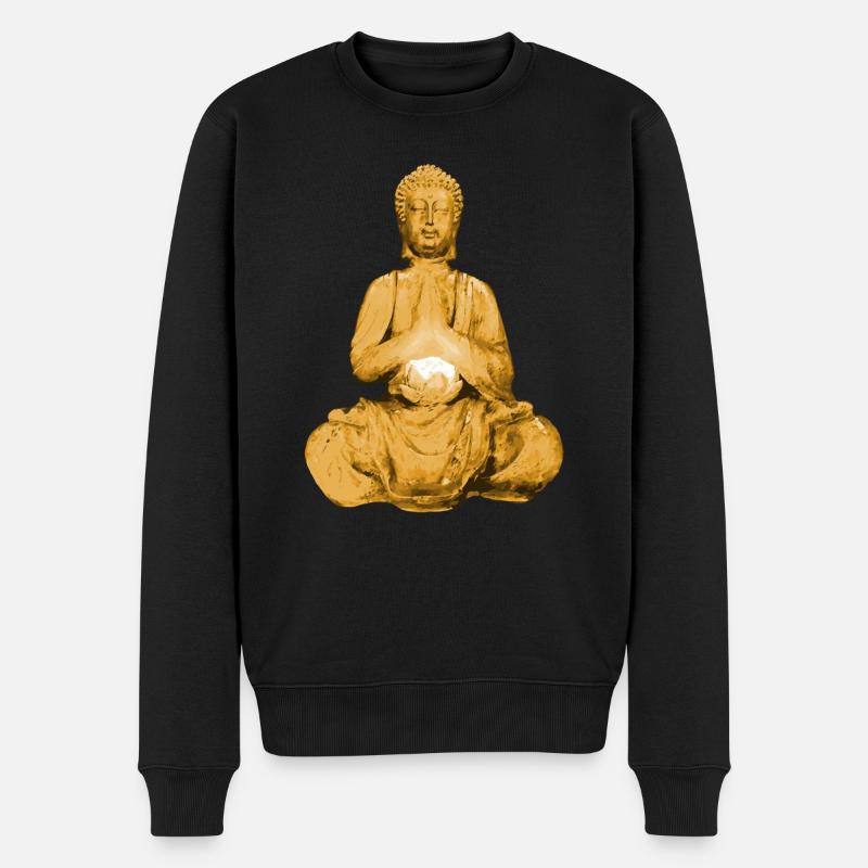 Buddha - Männer Premium Bio Pullover - Schwarz