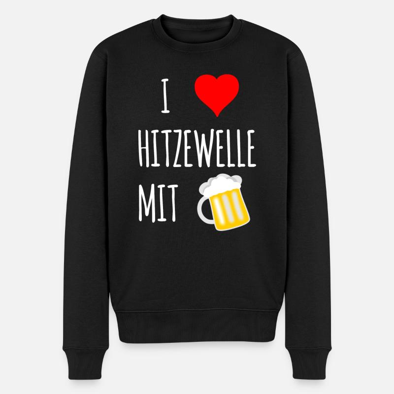 Hitzewelle mit Bier - Männer Premium Bio Pullover - Schwarz
