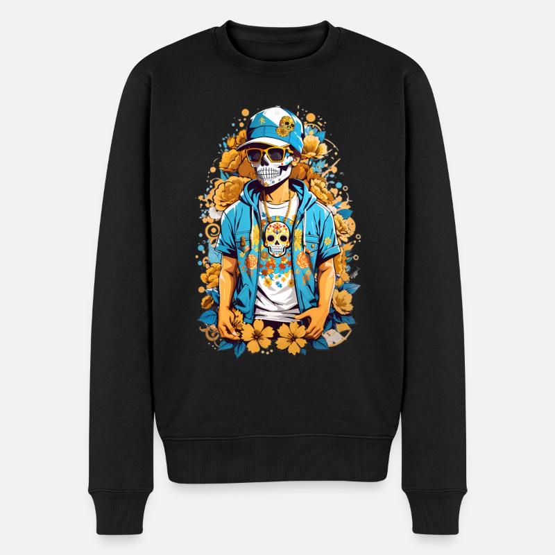 Zucker Schädel - Männer Premium Bio Pullover - Schwarz