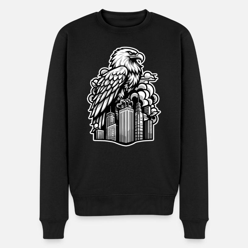 Illustration de contour d’aigle - Pull Premium bio Homme - noir
