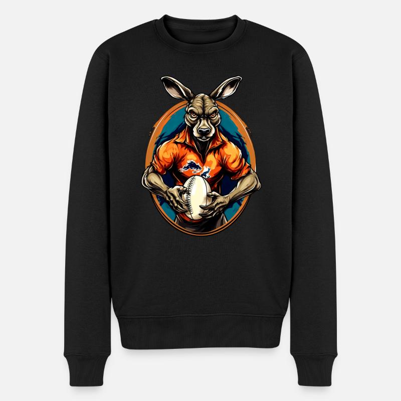 Känguru Rugby - Männer Premium Bio Pullover - Schwarz
