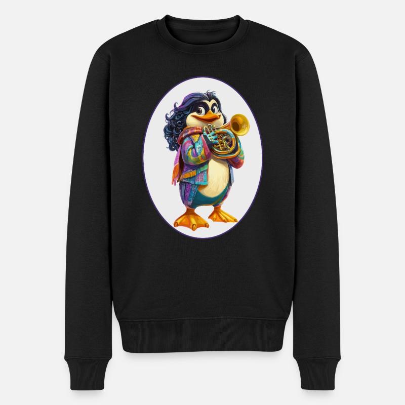 Musik Pinguin - Männer Premium Bio Pullover - Schwarz