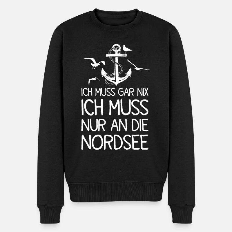 Ich will an die Nordsee Norddeutschland - Männer Premium Bio Pullover - Schwarz