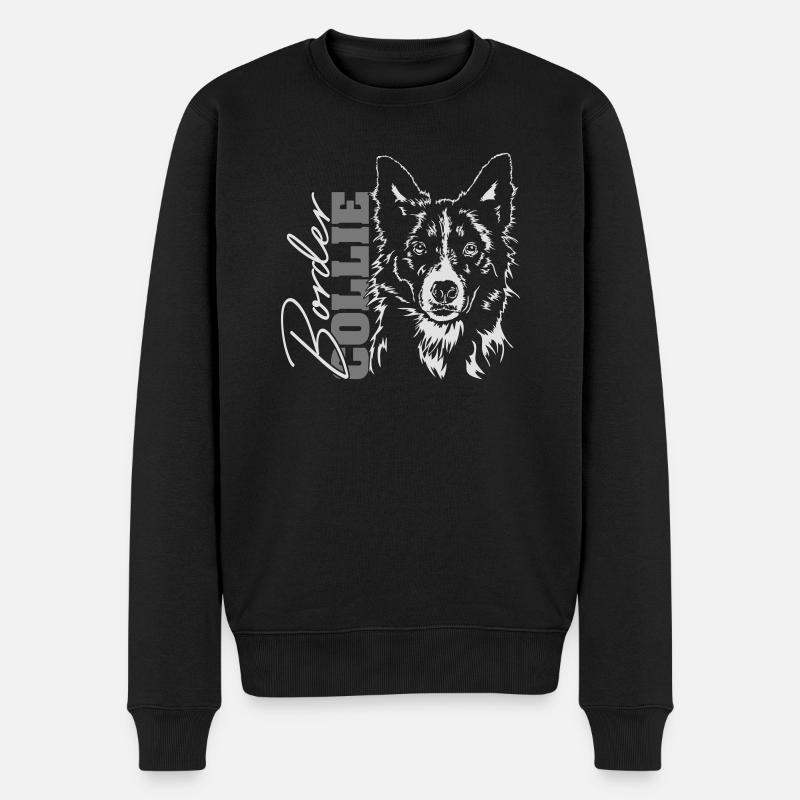 BORDER COLLIE Portrait de Wilsign - Pull Premium bio Homme - noir