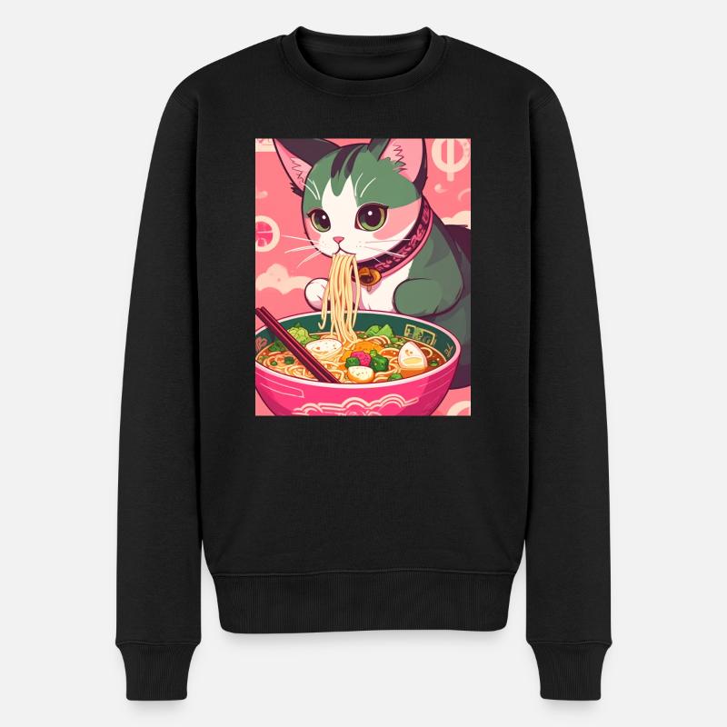 Chat ,Japon ,Kawaii,anime,ramen,soupe - Pull Premium bio Homme - noir