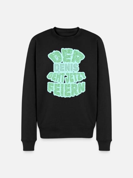 Feiern Denis - Männer Premium Bio Pullover - Schwarz