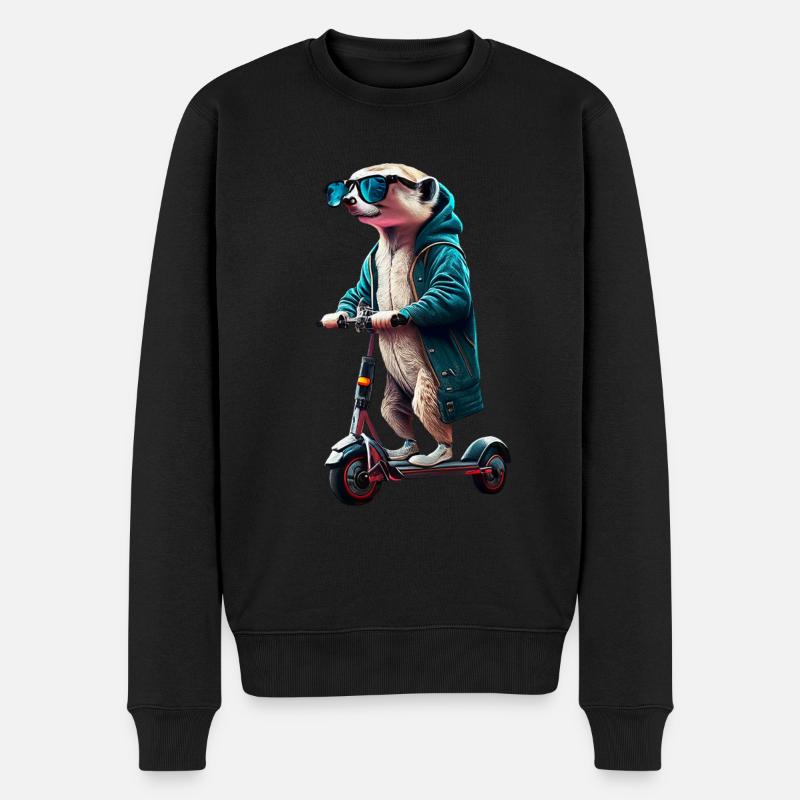 Escooting Erdmännchen Escooter Elektroroller - Männer Premium Bio Pullover - Schwarz