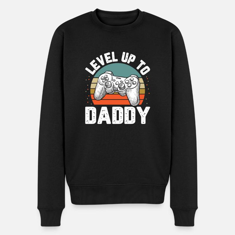 Leveled Up To Daddy Motiv für einen werdenden - Männer Premium Bio Pullover - Schwarz