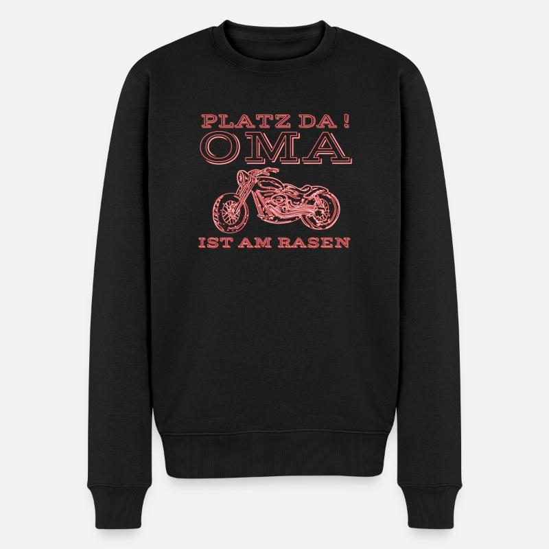 Oma ist am rasen - Männer Premium Bio Pullover - Schwarz