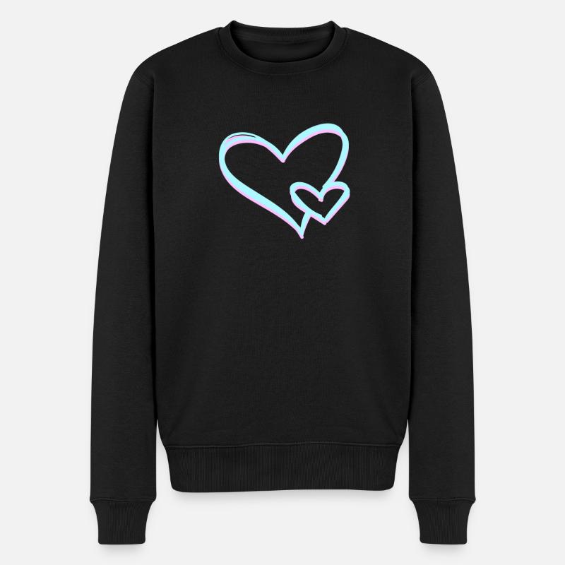 Herz Blau - Männer Premium Bio Pullover - Schwarz