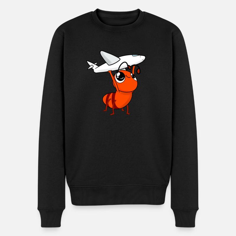 Flugzeug comic riesen Ameise fliegen - Männer Premium Bio Pullover - Schwarz
