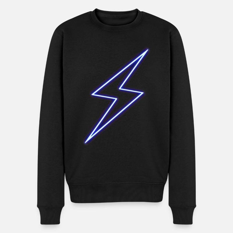 Neon-Blitzbolt - Männer Premium Bio Pullover - Schwarz