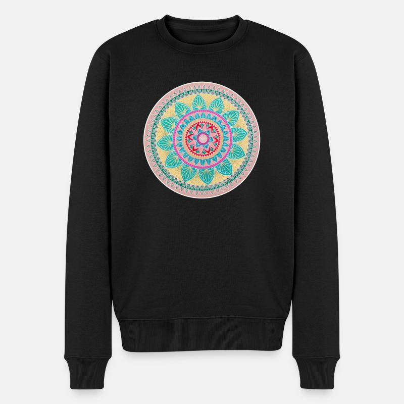 Sommer-Mandala - Männer Premium Bio Pullover - Schwarz