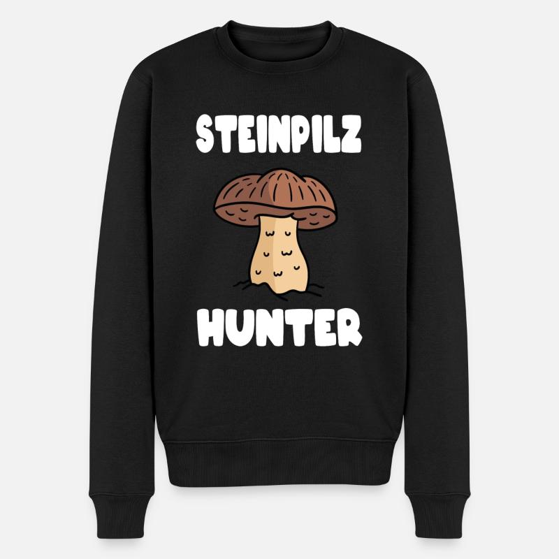 Steinpilz Pilzsammler Pilz Hunter - Männer Premium Bio Pullover - Schwarz