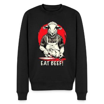 Les moutons mangent le bœuf BBQ Abattoir - Pull Premium bio Homme - noir - Devant - Nico (187cm)
