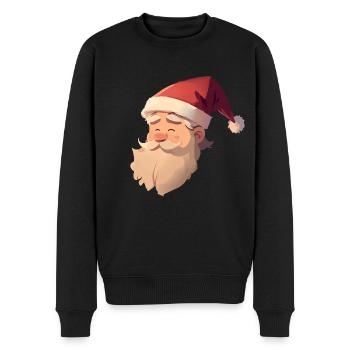 Niedlicher Weihnachtsmannkopf - Männer Premium Bio Pullover - Schwarz - Vorne - Nico (187cm)